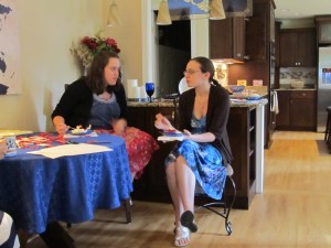 Katie, one of my bridesmaids, and Melissa, my maid of honor, get to know each other.