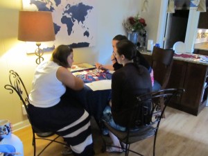 Three out of the four bridal party ladies. They took over this table and wouldn't let me listen in! L to R: Liz, Melissa, and Katie.