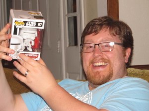 Justin gave Al a Funko Pop! Star Wars First Order Snowtrooper!