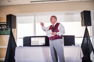 The best man, Bruce, a.k.a. Dad, giving his speech.