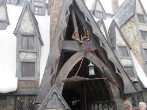 The entrance to Three Broomsticks.